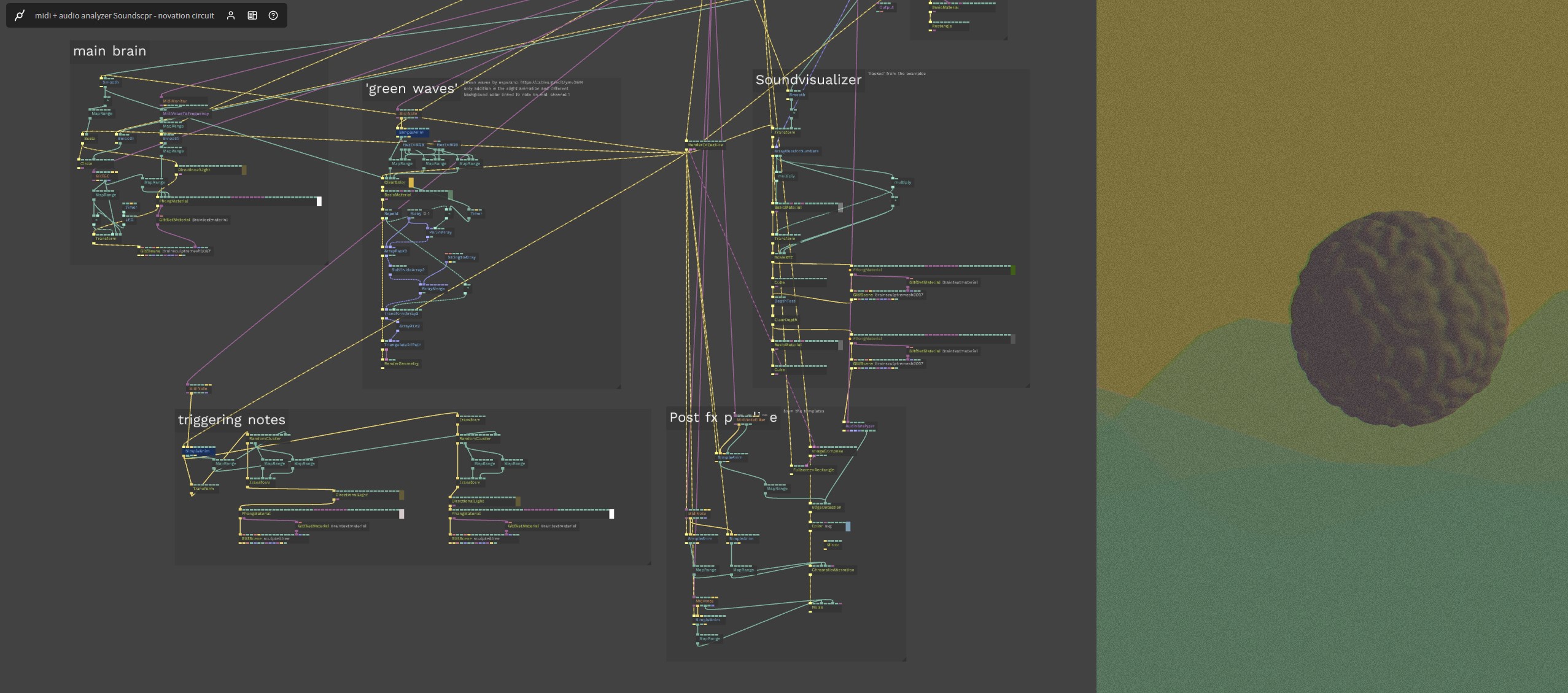 cables.gl, a browser based visual and audio patching tool